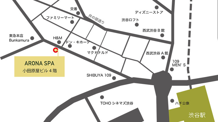 ＡＲＯＮＡＳＰＡ・ＨＡＮＡＲＥ新宿店ーアクセスマップ